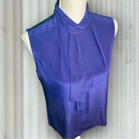 Ted Baker London ‘Syna’ Scarf Neck 100% Silk Sleeveless Top US Size 6 in Indigo - Picture 13 of 14